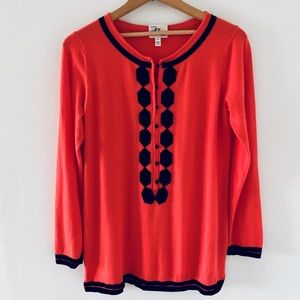 Milly of New York Long Sleeve Orange/Black Tunic L